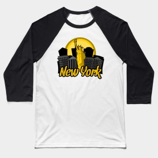 New York Skyline Sunrise Baseball T-Shirt